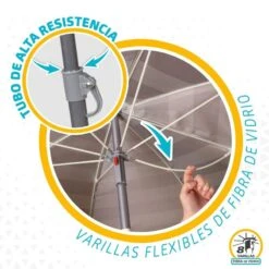 AKTIVE - Parasol Plage Avec Protection UV50, Anti-Vent, Ø 180 Cm -Surf Fournitures Boutique aktive parasol plage avec protection uv50 anti vent o 180 cm 3