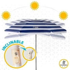 AKTIVE - Parasol Plage Avec Protection UV50, Anti-Vent, Ø 180 Cm -Surf Fournitures Boutique aktive parasol plage avec protection uv50 anti vent o 180 cm 4