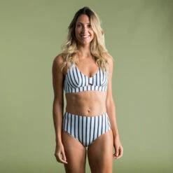 Bas De Maillot De Bain De Surf Femme Taille Haute ROMI MARIN BLANC GRIS FONCE -Surf Fournitures Boutique bas de maillot de bain de surf femme taille haute romi marin blanc gris fonce 4