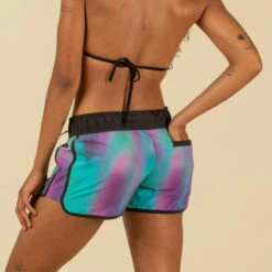 Boardshort Surf Femme TINI BLUR Avec Ceinture élastiquée Et Cordon De Serrage -Surf Fournitures Boutique boardshort surf femme tini blur avec ceinture elastiquee et cordon de serrage 2
