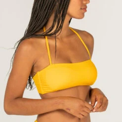 HAUT DE MAILLOT DE BAIN BANDEAU LAURA JAUNE AVEC COQUES AMOVIBLES -Surf Fournitures Boutique haut de maillot de bain bandeau laura jaune avec coques amovibles 4