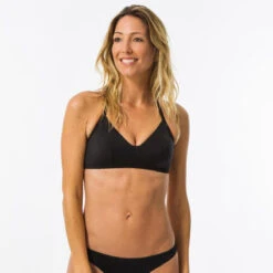 Haut De Maillot De Bain BRASSIERE CARO NOIRE Avec Dos Structuré Et Réglable