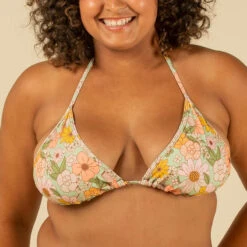 HAUT DE MAILLOT DE BAIN FEMME TRIANGLE COULISSANT AVEC COQUES VINTAGE 10 HAUT DE MAILLOT DE BAIN FEMME TRIANGLE COULISSANT AVEC COQUES VINTAGE -Surf Fournitures Boutique haut de maillot de bain femme triangle coulissant avec coques vintage 3