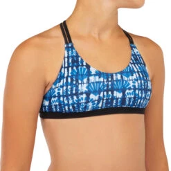 HAUT DE MAILLOT DE BAIN SURF FILLE BRASSIÈRE BLEU BONDI 500