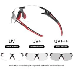 ROCKBROS Lunettes Photochromiques De Vélo 10125 Anti-uv400 - Noir Et Rouge -Surf Fournitures Boutique lunettes photochromiques de velo 10125 anti uv400 noir et rouge 2
