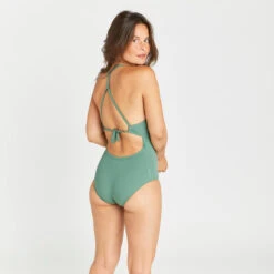 Maillot De Bain 1 Pièce Texturé Femme - Bea Kaki -Surf Fournitures Boutique maillot de bain 1 piece texture femme bea kaki 2