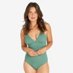 Maillot De Bain 1 Pièce Texturé Femme - Bea Kaki