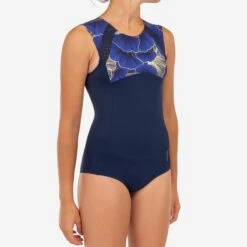 MAILLOT DE BAIN SURF FILLE BLEU NOIR MANLY 900