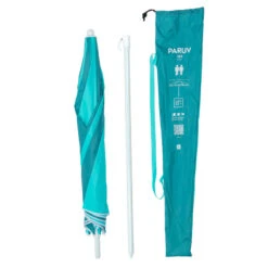Decathlon PARASOL DE PLAGE PARUV 160 UPF 50+ 2 PLACES - Bleu Vert -Surf Fournitures Boutique parasol de plage paruv 160 upf 50 2 places bleu vert 5