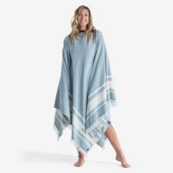 Serviette De Plage Poncho 190 X 190 Cm - Gris Bleu