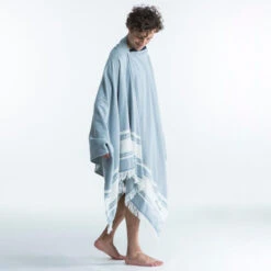 Serviette De Plage Poncho 190 X 190 Cm - Gris Bleu -Surf Fournitures Boutique serviette de plage poncho 190 x 190 cm gris bleu 4