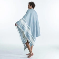 Serviette De Plage Poncho 190 X 190 Cm - Gris Bleu -Surf Fournitures Boutique serviette de plage poncho 190 x 190 cm gris bleu 5