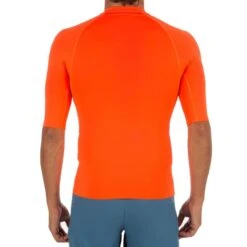 Tee Shirt Anti Uv Surf Top 100 Manches Courtes Homme Orange Fluo -Surf Fournitures Boutique tee shirt anti uv surf top 100 manches courtes homme orange fluo 2