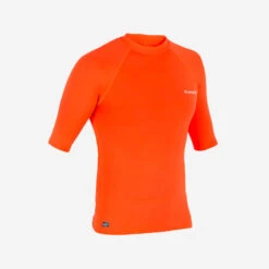 Tee Shirt Anti Uv Surf Top 100 Manches Courtes Homme Orange Fluo