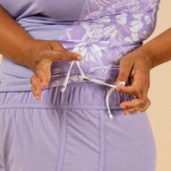 Tee Shirt Anti UV Surf Top 500 Manches Courtes Femme Parme Et Floral SELVA -Surf Fournitures Boutique tee shirt anti uv surf top 500 manches courtes femme parme et floral selva 4